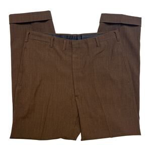 Hubbard Vintage 70s Wool Blend Slacks Brown Trousers Center Crease Relaxed Fit